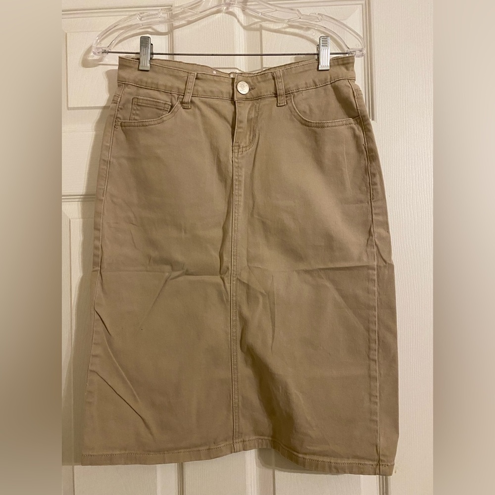 Khaki Jean Skirt